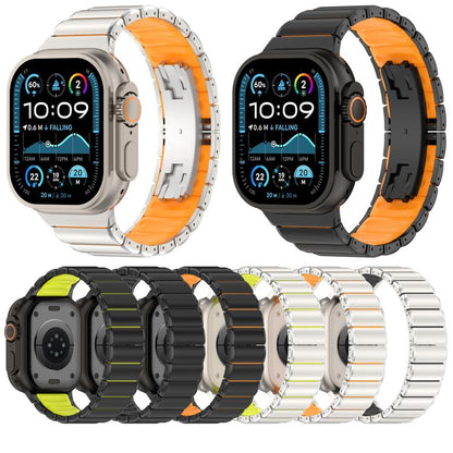 Folding Buckle One Bead Silicone Titanium Alloy Watch Band, For Apple Watch 46mm / 49mm / 45mm / 44mm, For Apple Watch 42mm / 41mm / 40mm / 38mm