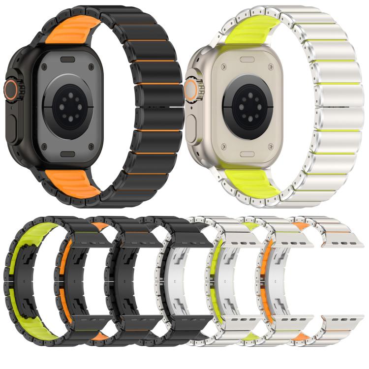 Folding Buckle One Bead Silicone Titanium Alloy Watch Band, For Apple Watch 46mm / 49mm / 45mm / 44mm, For Apple Watch 42mm / 41mm / 40mm / 38mm