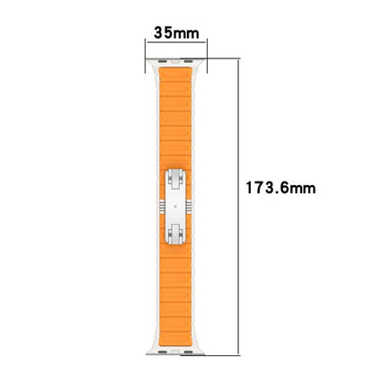 Folding Buckle One Bead Silicone Titanium Alloy Watch Band, For Apple Watch 46mm / 49mm / 45mm / 44mm, For Apple Watch 42mm / 41mm / 40mm / 38mm