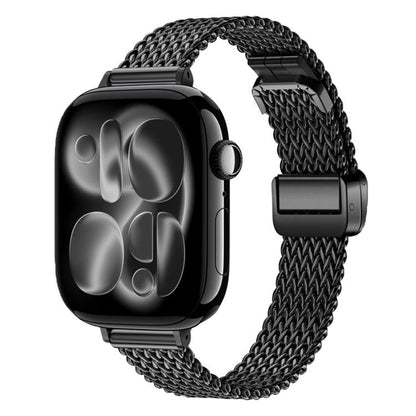 Slim Mesh Fold Magnetic Buckle Stainless Steel Watch Band, For Apple Watch 46mm / 49mm / 45mm / 44mm, For Apple Watch 42mm / 41mm / 40mm / 38mm