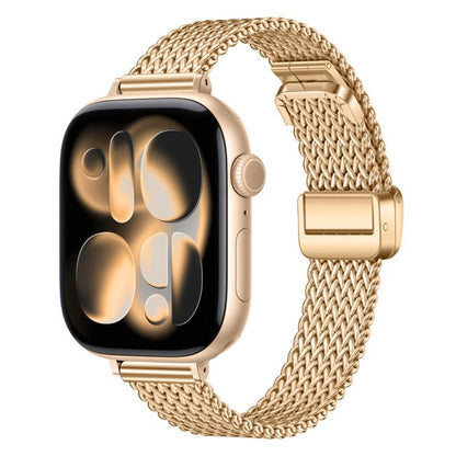 Slim Mesh Fold Magnetic Buckle Stainless Steel Watch Band, For Apple Watch 46mm / 49mm / 45mm / 44mm, For Apple Watch 42mm / 41mm / 40mm / 38mm