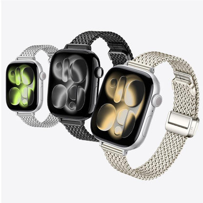 Slim Mesh Fold Magnetic Buckle Stainless Steel Watch Band, For Apple Watch 46mm / 49mm / 45mm / 44mm, For Apple Watch 42mm / 41mm / 40mm / 38mm