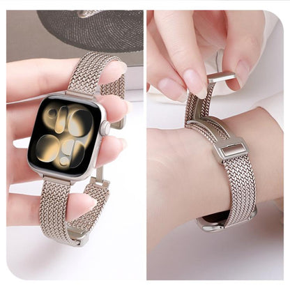 Slim Mesh Fold Magnetic Buckle Stainless Steel Watch Band, For Apple Watch 46mm / 49mm / 45mm / 44mm, For Apple Watch 42mm / 41mm / 40mm / 38mm