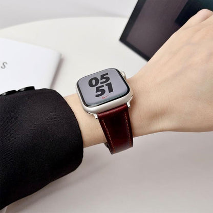 Double G Magnetic Buckle Genuine Leather Watch Band, For Apple Watch 46mm / 49mm / 45mm / 44mm, For Apple Watch 42mm / 41mm / 40mm / 38mm