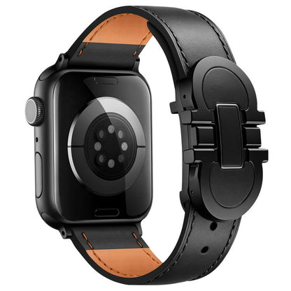 Double G Magnetic Buckle Genuine Leather Watch Band, For Apple Watch 46mm / 49mm / 45mm / 44mm, For Apple Watch 42mm / 41mm / 40mm / 38mm