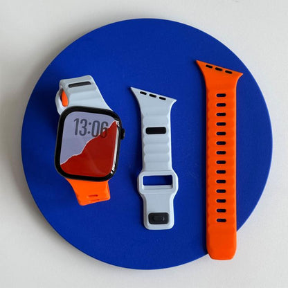 Irregular Twill Reverse Nail Buckle Silicone Watch Band, For Apple Watch 46mm / 49mm / 45mm / 44mm, For Apple Watch 42mm / 41mm / 40mm / 38mm