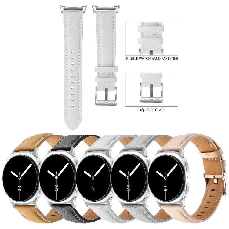 Pointed Tail Genuine Leather Watch Band, For Samsung Galaxy Watch8 / Watch8 Classic