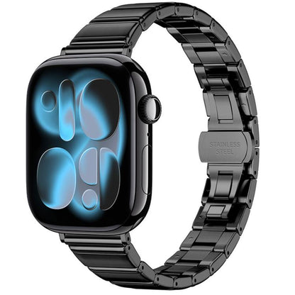 Eggplant Bamboo Slim Butterfly Folding Buckle Stainless Steel Watch Band, For Apple Watch 46mm / 49mm / 45mm / 44mm, For Apple Watch 42mm / 41mm / 40mm / 38mm