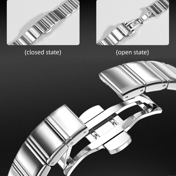 Eggplant Bamboo Slim Butterfly Folding Buckle Stainless Steel Watch Band, For Apple Watch 46mm / 49mm / 45mm / 44mm, For Apple Watch 42mm / 41mm / 40mm / 38mm