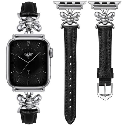 Metal Little Bee Vegan Leather Watch Band, For Apple Watch 46mm / 49mm / 45mm / 44mm, For Apple Watch 42mm / 41mm / 40mm / 38mm