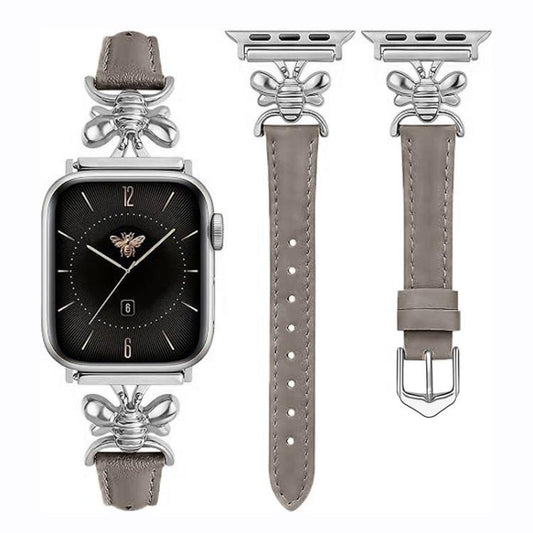 Metal Little Bee Vegan Leather Watch Band, For Apple Watch 46mm / 49mm / 45mm / 44mm, For Apple Watch 42mm / 41mm / 40mm / 38mm