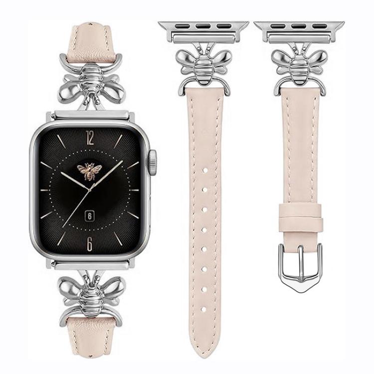Metal Little Bee Vegan Leather Watch Band, For Apple Watch 46mm / 49mm / 45mm / 44mm, For Apple Watch 42mm / 41mm / 40mm / 38mm