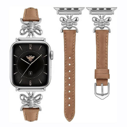 Metal Little Bee Vegan Leather Watch Band, For Apple Watch 46mm / 49mm / 45mm / 44mm, For Apple Watch 42mm / 41mm / 40mm / 38mm