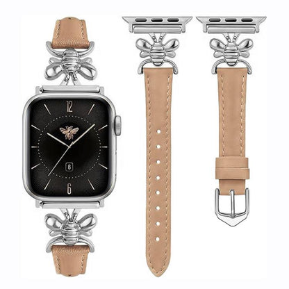 Metal Little Bee Vegan Leather Watch Band, For Apple Watch 46mm / 49mm / 45mm / 44mm, For Apple Watch 42mm / 41mm / 40mm / 38mm