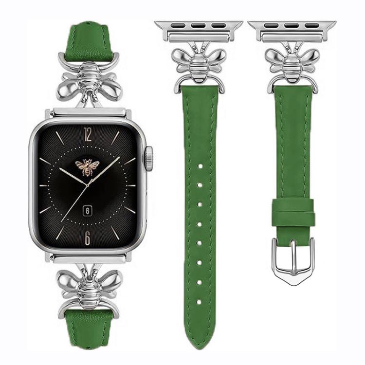 Metal Little Bee Vegan Leather Watch Band, For Apple Watch 46mm / 49mm / 45mm / 44mm, For Apple Watch 42mm / 41mm / 40mm / 38mm