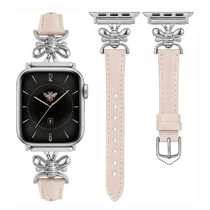 Metal Little Bee Vegan Leather Watch Band, For Apple Watch 46mm / 49mm / 45mm / 44mm, For Apple Watch 42mm / 41mm / 40mm / 38mm
