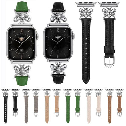 Metal Little Bee Vegan Leather Watch Band, For Apple Watch 46mm / 49mm / 45mm / 44mm, For Apple Watch 42mm / 41mm / 40mm / 38mm