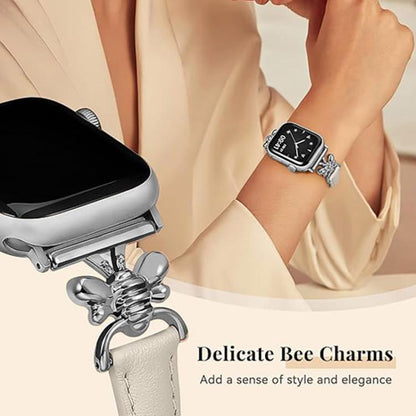 Metal Little Bee Vegan Leather Watch Band, For Apple Watch 46mm / 49mm / 45mm / 44mm, For Apple Watch 42mm / 41mm / 40mm / 38mm