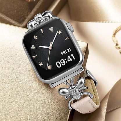 Metal Little Bee Vegan Leather Watch Band, For Apple Watch 46mm / 49mm / 45mm / 44mm, For Apple Watch 42mm / 41mm / 40mm / 38mm