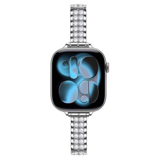 Adjustable Dual Row Diamond Bracelet Metal Watch Band, For Apple Watch 46mm / 49mm / 45mm / 44mm, For Apple Watch 42mm / 41mm / 40mm / 38mm