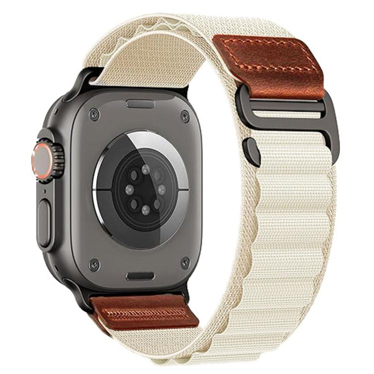 Retro Vegan Leather Label Alpine Nylon Loop Watch Band, For Apple Watch 46mm / 49mm / 45mm / 44mm, For Apple Watch 42mm / 41mm / 40mm / 38mm