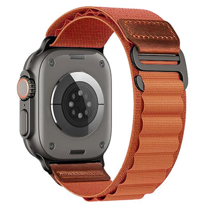 Retro Vegan Leather Label Alpine Nylon Loop Watch Band, For Apple Watch 46mm / 49mm / 45mm / 44mm, For Apple Watch 42mm / 41mm / 40mm / 38mm