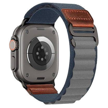 Retro Vegan Leather Label Alpine Nylon Loop Watch Band, For Apple Watch 46mm / 49mm / 45mm / 44mm, For Apple Watch 42mm / 41mm / 40mm / 38mm