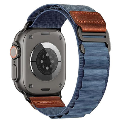 Retro Vegan Leather Label Alpine Nylon Loop Watch Band, For Apple Watch 46mm / 49mm / 45mm / 44mm, For Apple Watch 42mm / 41mm / 40mm / 38mm