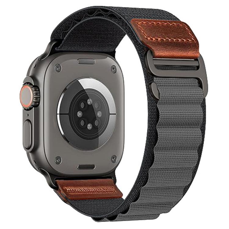 Retro Vegan Leather Label Alpine Nylon Loop Watch Band, For Apple Watch 46mm / 49mm / 45mm / 44mm, For Apple Watch 42mm / 41mm / 40mm / 38mm