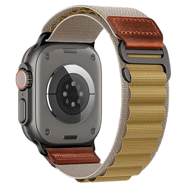 Retro Vegan Leather Label Alpine Nylon Loop Watch Band, For Apple Watch 46mm / 49mm / 45mm / 44mm, For Apple Watch 42mm / 41mm / 40mm / 38mm
