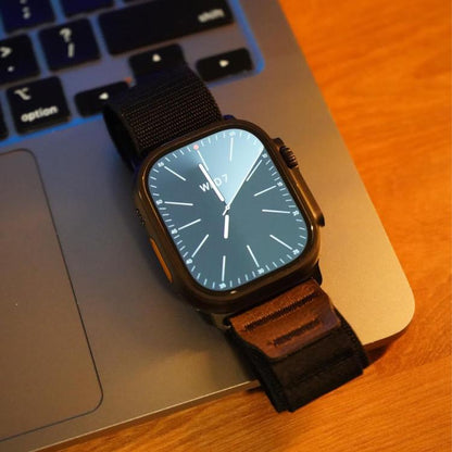Retro Vegan Leather Label Alpine Nylon Loop Watch Band, For Apple Watch 46mm / 49mm / 45mm / 44mm, For Apple Watch 42mm / 41mm / 40mm / 38mm