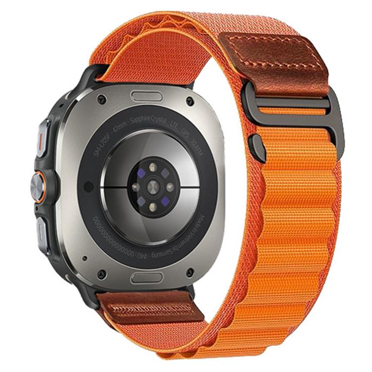 Retro Vegan Leather Label Alpine Nylon Loop Watch Band, For Samsung Galaxy Watch Ultra 47mm / Ultra 2025