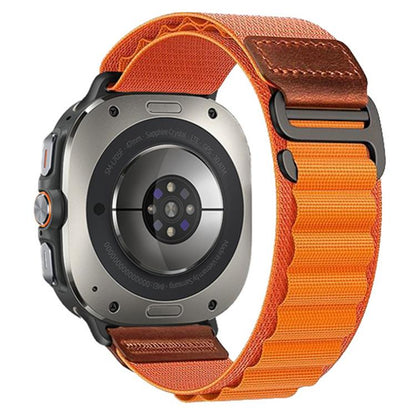 Retro Vegan Leather Label Alpine Nylon Loop Watch Band, For Samsung Galaxy Watch Ultra 47mm / Ultra 2025
