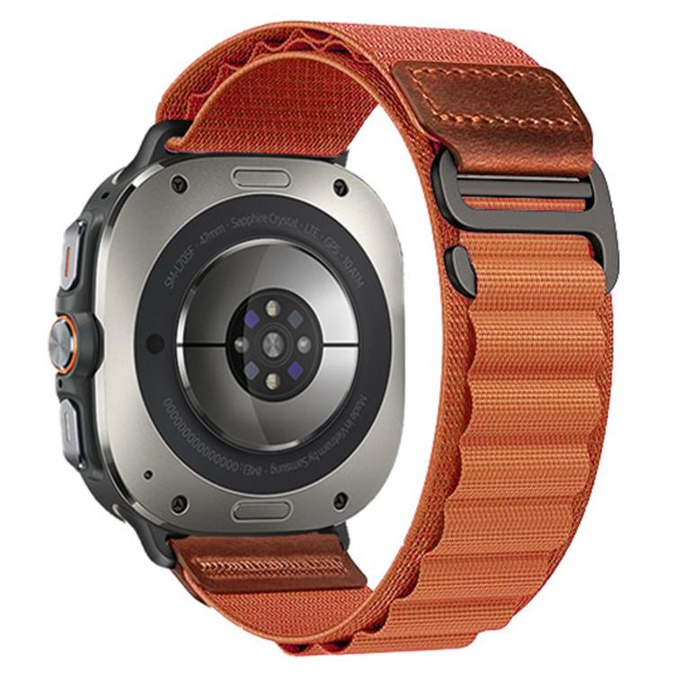 Retro Vegan Leather Label Alpine Nylon Loop Watch Band, For Samsung Galaxy Watch Ultra 47mm / Ultra 2025