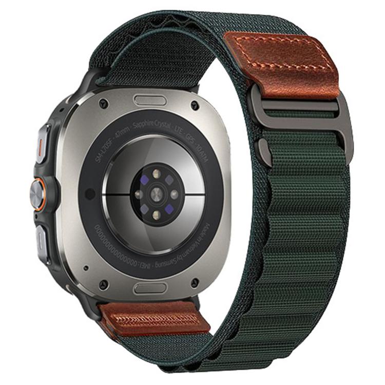 Retro Vegan Leather Label Alpine Nylon Loop Watch Band, For Samsung Galaxy Watch Ultra 47mm / Ultra 2025