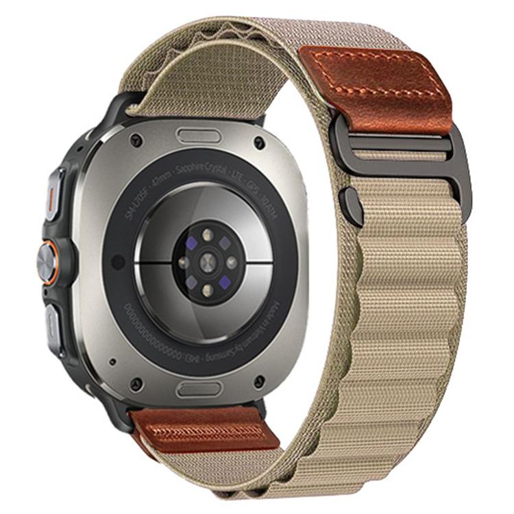 Retro Vegan Leather Label Alpine Nylon Loop Watch Band, For Samsung Galaxy Watch Ultra 47mm / Ultra 2025