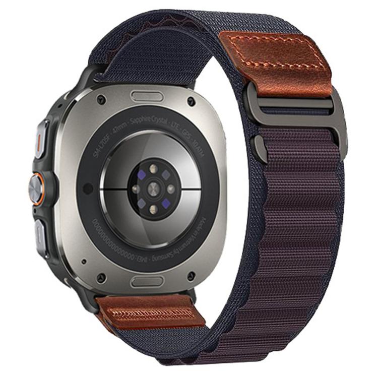Retro Vegan Leather Label Alpine Nylon Loop Watch Band, For Samsung Galaxy Watch Ultra 47mm / Ultra 2025