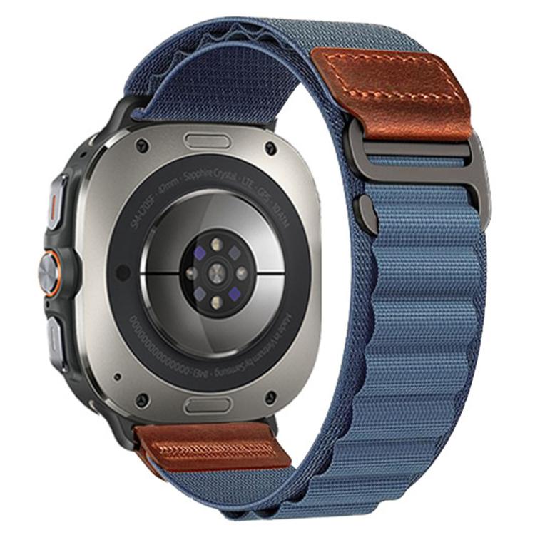 Retro Vegan Leather Label Alpine Nylon Loop Watch Band, For Samsung Galaxy Watch Ultra 47mm / Ultra 2025