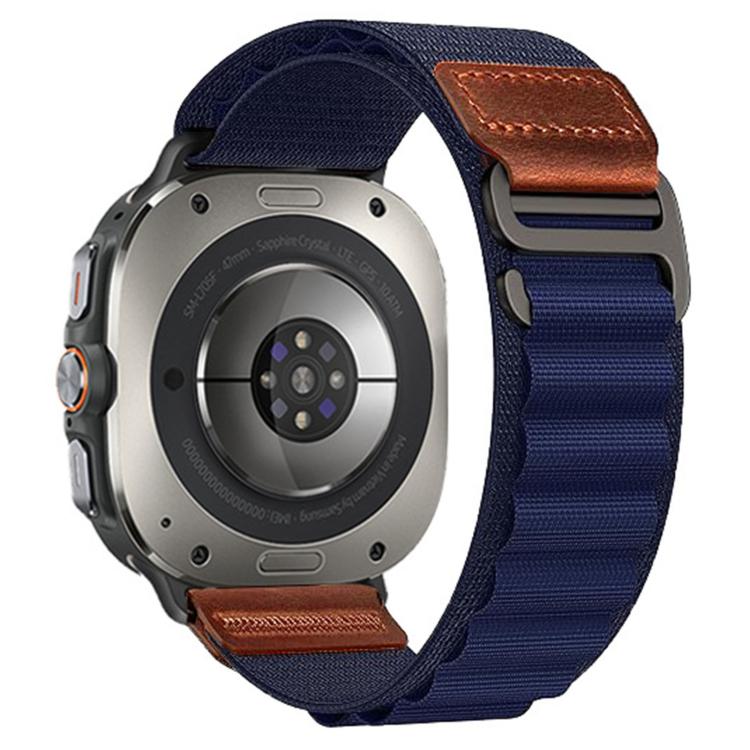 Retro Vegan Leather Label Alpine Nylon Loop Watch Band, For Samsung Galaxy Watch Ultra 47mm / Ultra 2025