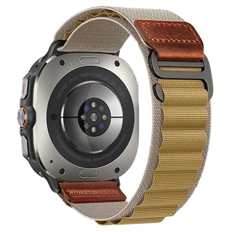 Retro Vegan Leather Label Alpine Nylon Loop Watch Band, For Samsung Galaxy Watch Ultra 47mm / Ultra 2025