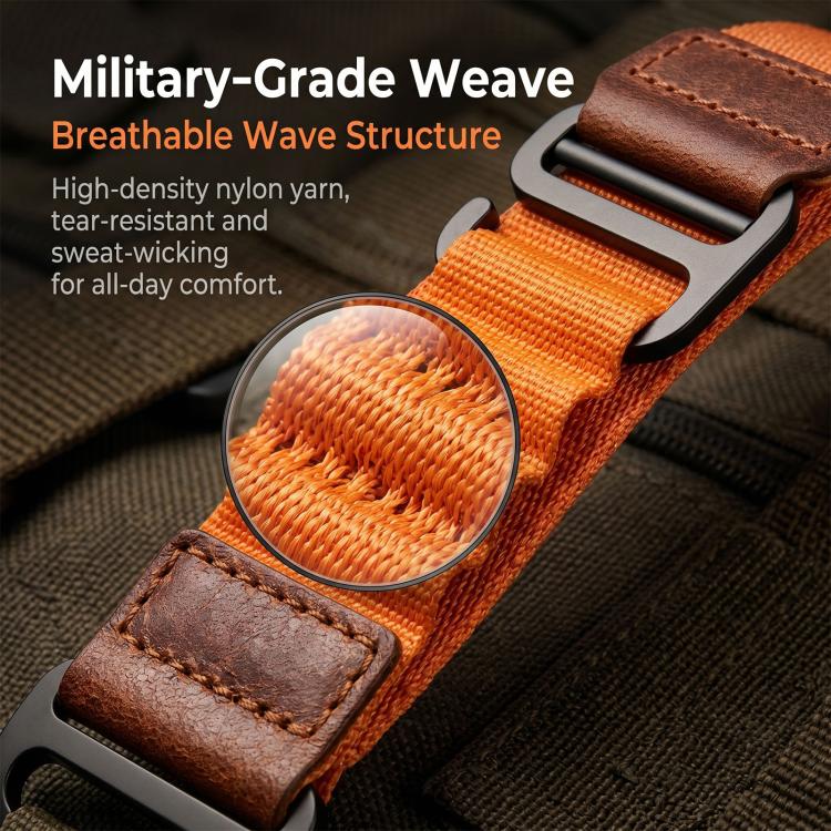 Retro Vegan Leather Label Alpine Nylon Loop Watch Band, For Samsung Galaxy Watch Ultra 47mm / Ultra 2025