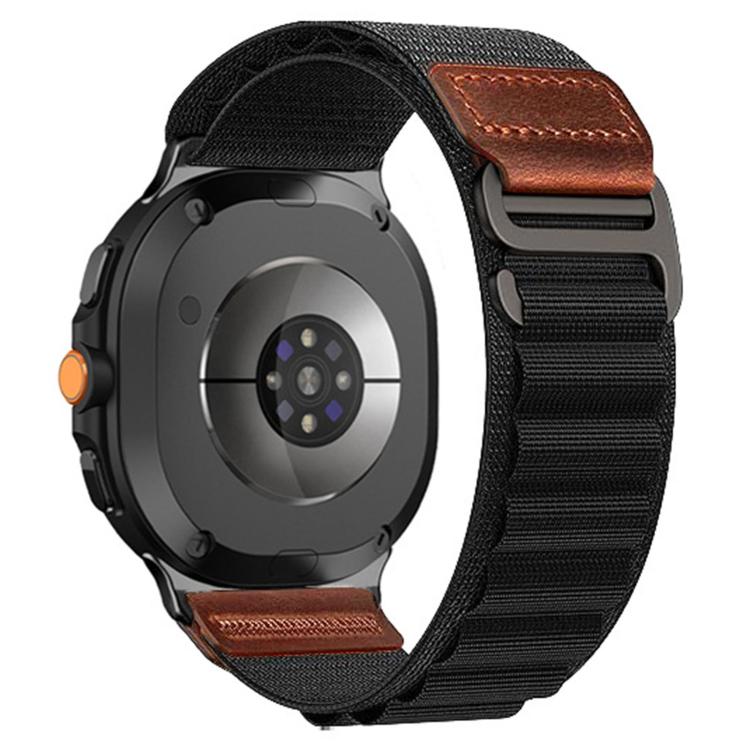 Retro Vegan Leather Label Alpine Nylon Loop Watch Band, For Samsung Galaxy Watch8 / Watch8 Classic