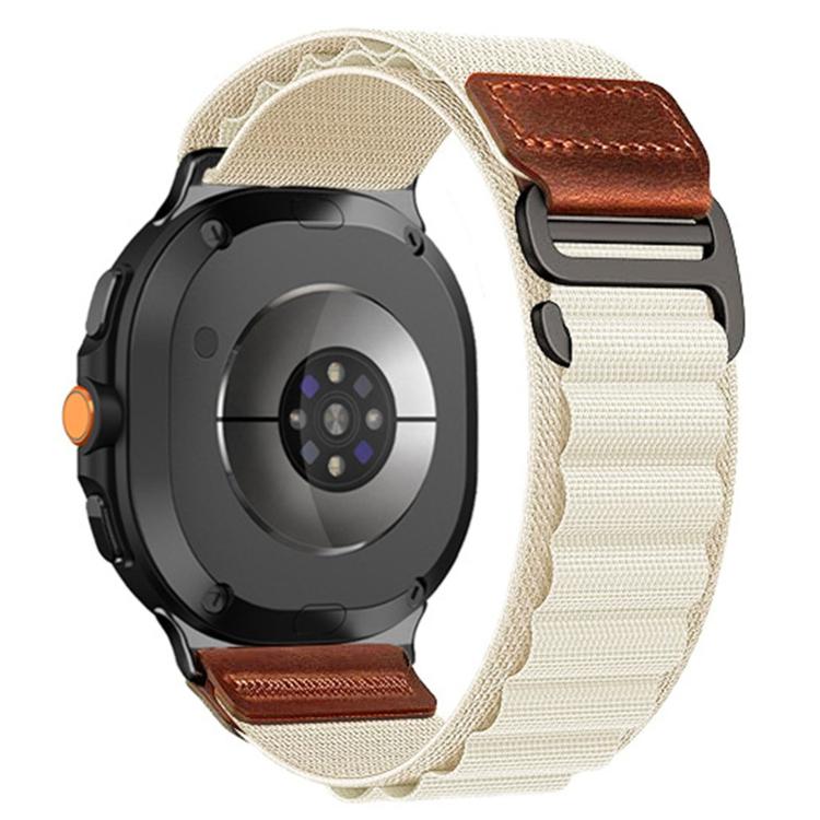 Retro Vegan Leather Label Alpine Nylon Loop Watch Band, For Samsung Galaxy Watch8 / Watch8 Classic