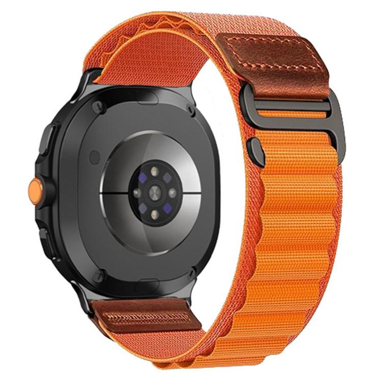 Retro Vegan Leather Label Alpine Nylon Loop Watch Band, For Samsung Galaxy Watch8 / Watch8 Classic