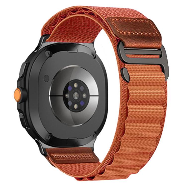 Retro Vegan Leather Label Alpine Nylon Loop Watch Band, For Samsung Galaxy Watch8 / Watch8 Classic