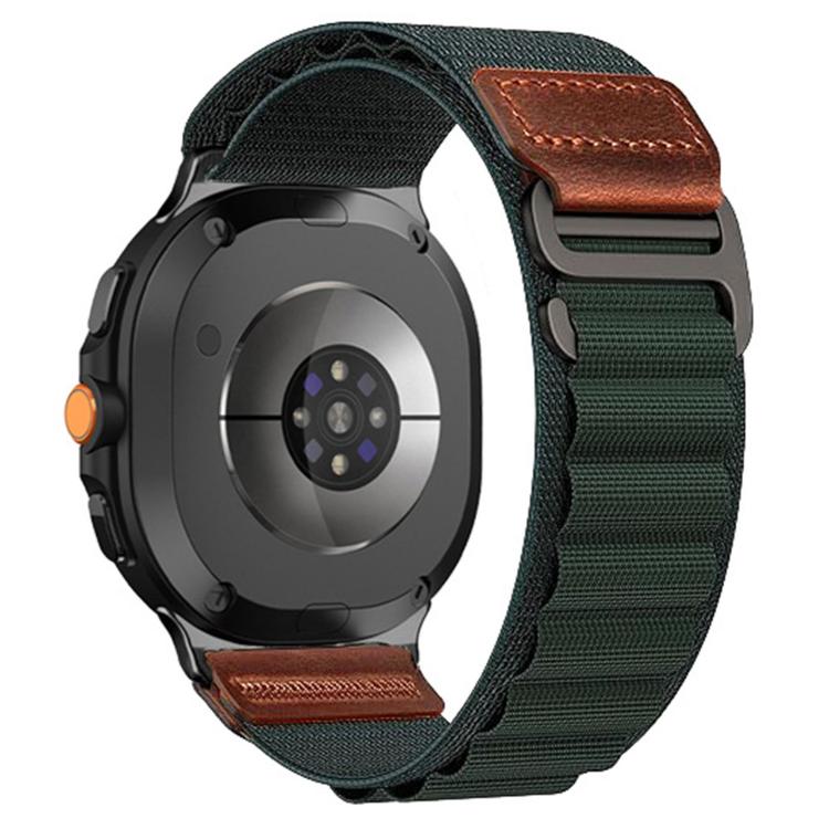 Retro Vegan Leather Label Alpine Nylon Loop Watch Band, For Samsung Galaxy Watch8 / Watch8 Classic