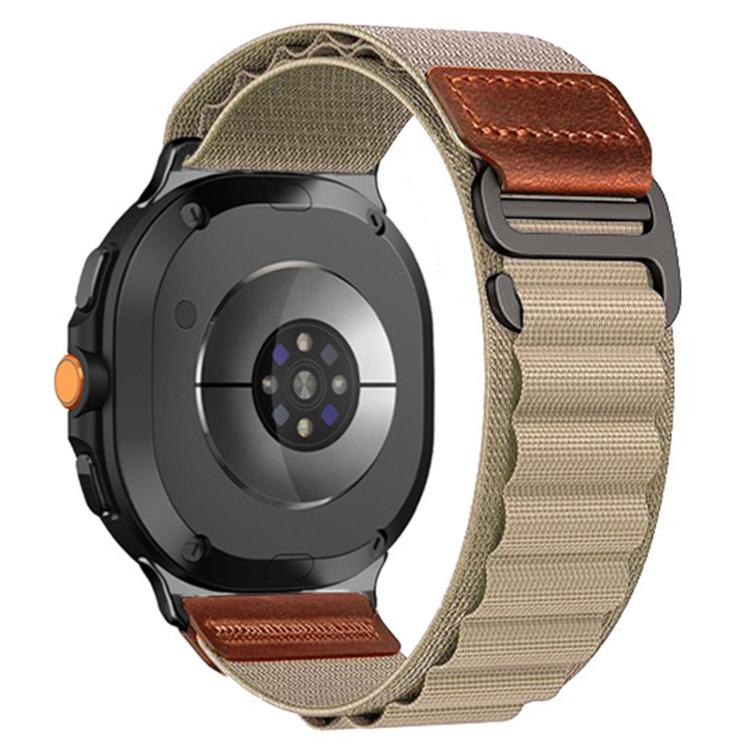 Retro Vegan Leather Label Alpine Nylon Loop Watch Band, For Samsung Galaxy Watch8 / Watch8 Classic