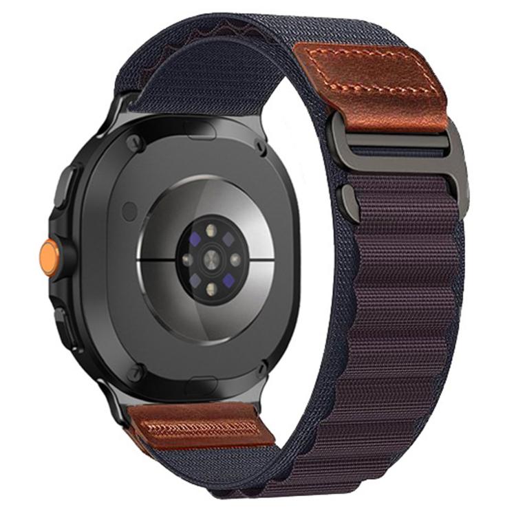 Retro Vegan Leather Label Alpine Nylon Loop Watch Band, For Samsung Galaxy Watch8 / Watch8 Classic