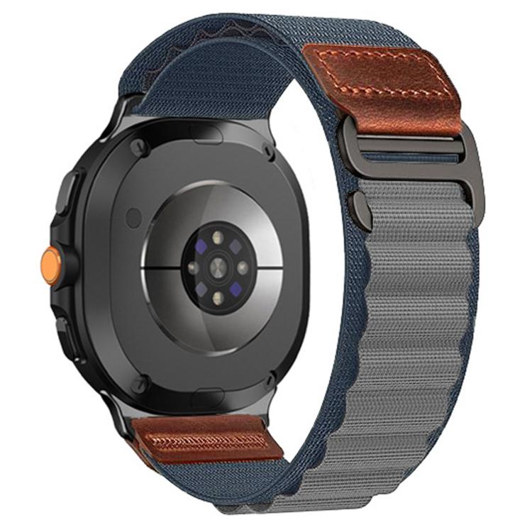 Retro Vegan Leather Label Alpine Nylon Loop Watch Band, For Samsung Galaxy Watch8 / Watch8 Classic
