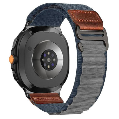 Retro Vegan Leather Label Alpine Nylon Loop Watch Band, For Samsung Galaxy Watch8 / Watch8 Classic